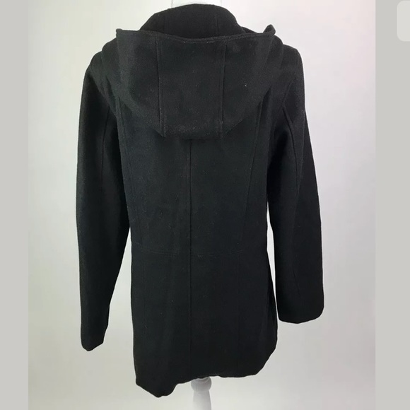 Black Hooded Pea Coat Women’s Small - Picture 4 of 8